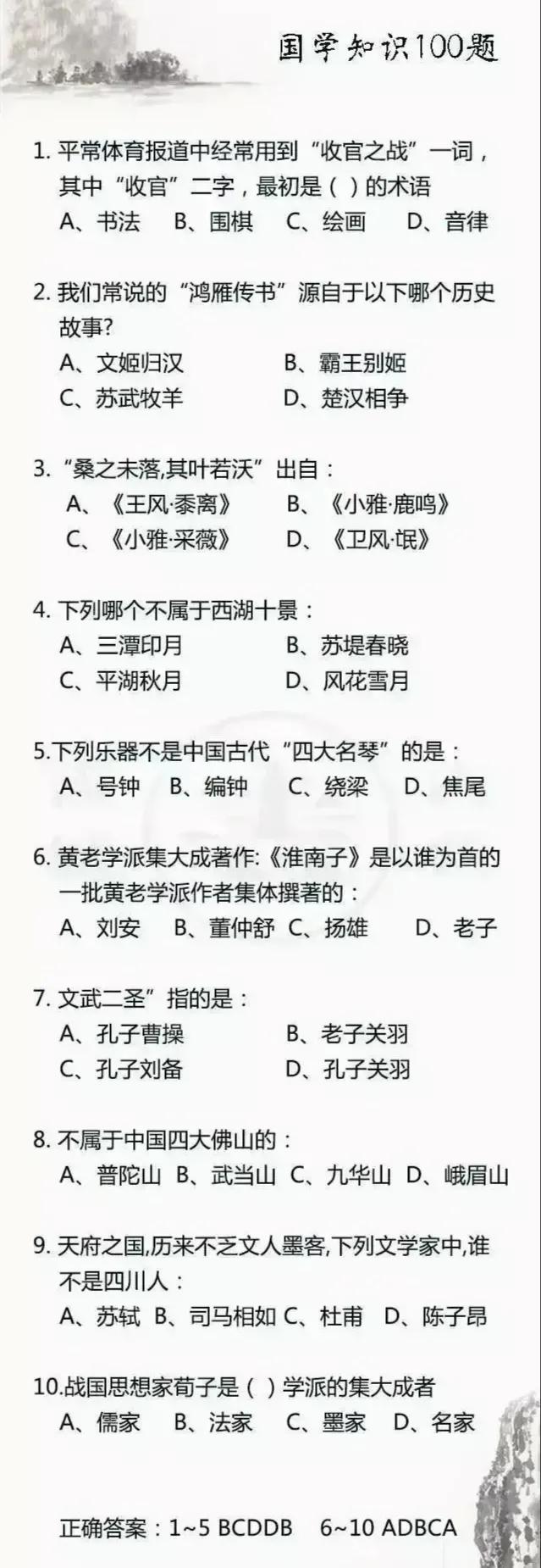 最新國學常識100題